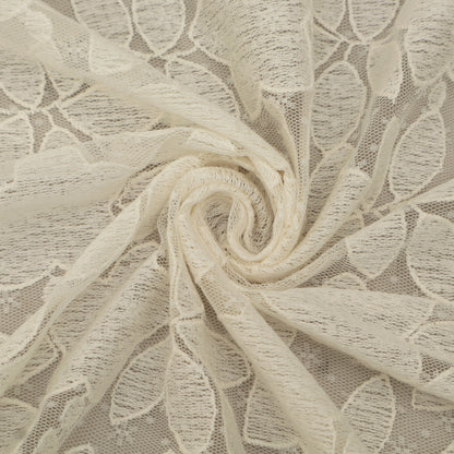 Off White Color Net Embroidery Fabric