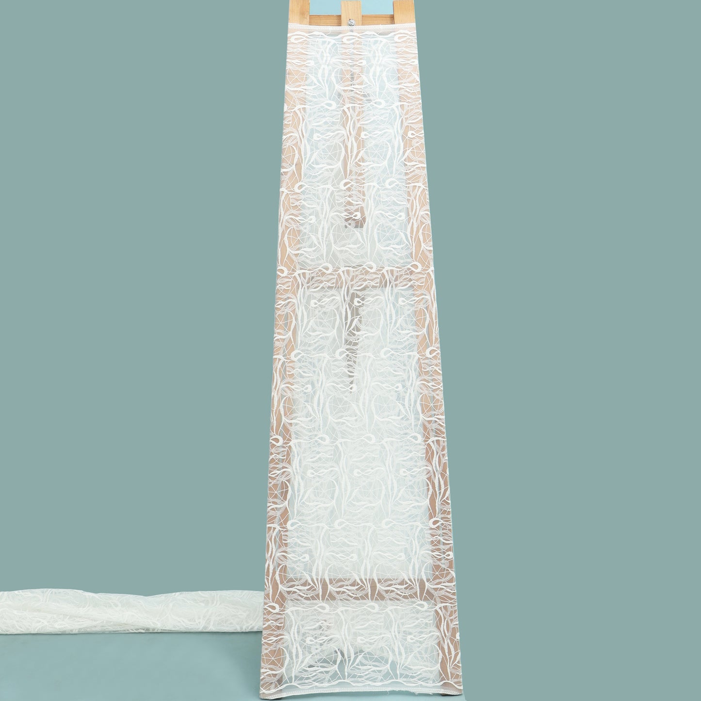 White Color Net Embroidery Fabric