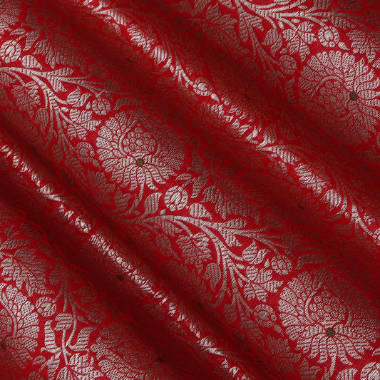 Red Color Katan  Brocade Fabric