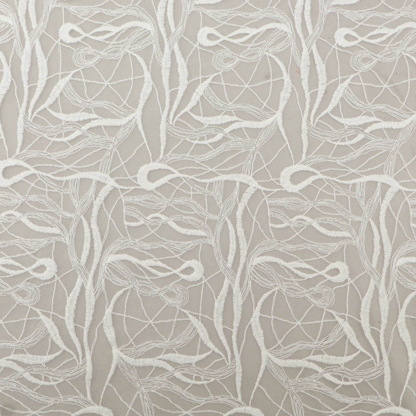 White Color Net Embroidery Fabric