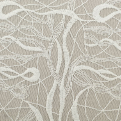 White Color Net Embroidery Fabric