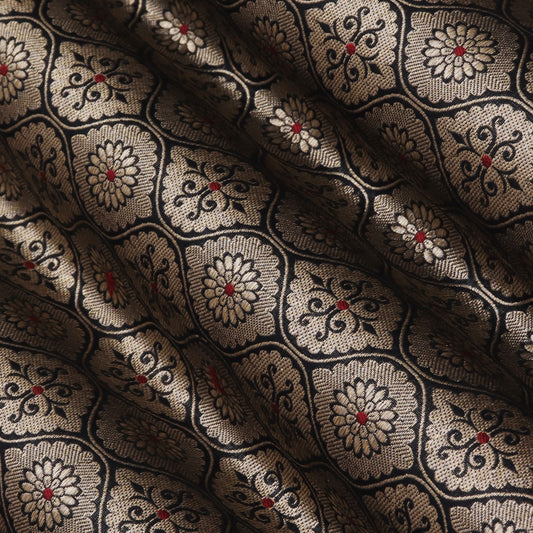 Black Color Katan  Brocade Fabric