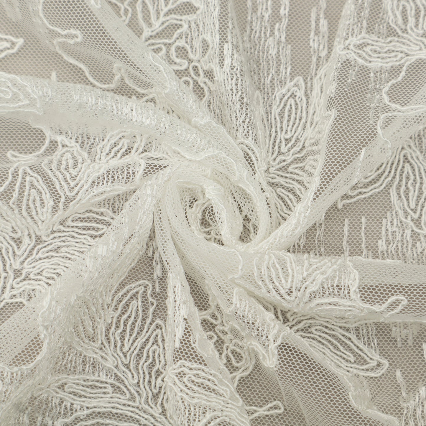 White Color Net Embroidery Fabric