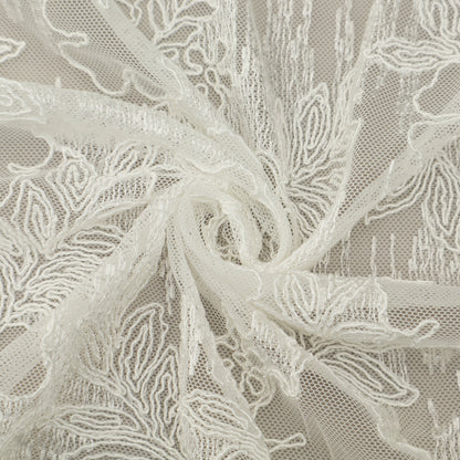 White Color Net Embroidery Fabric