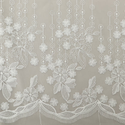 White Color Net Embroidery Fabric