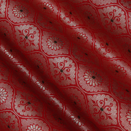 Red Color Katan Brocade Fabric