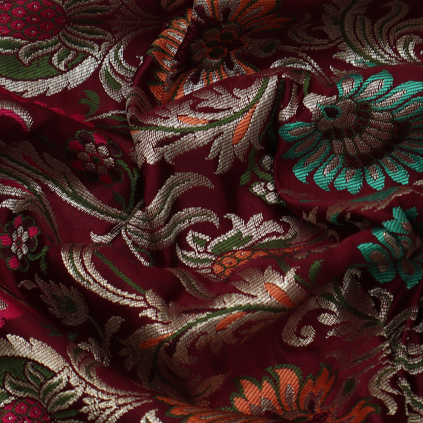 Multicolor Kimkhab Brocade Fabric