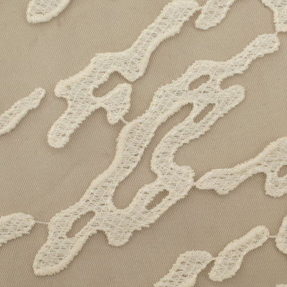 Off White Color Net Embroidery Fabric