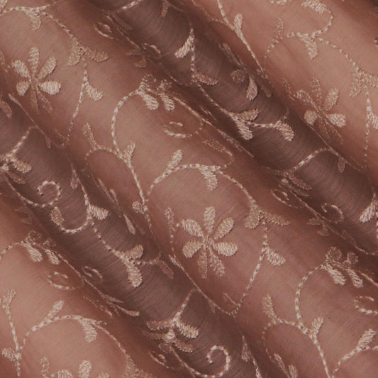 Colored Color Chanderi Embroidery Fabric