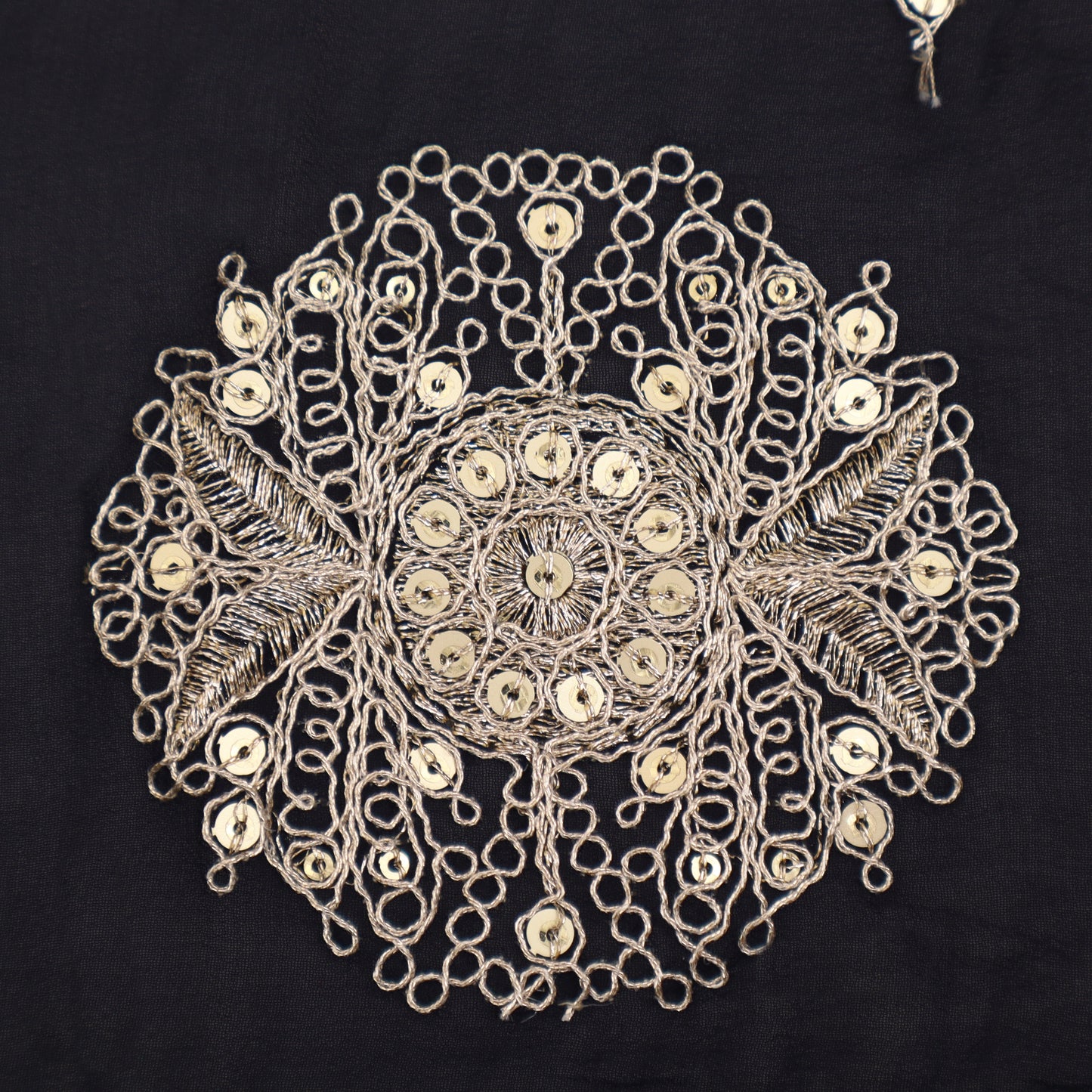 Navy Blue Color Georgette Embroidery Fabric