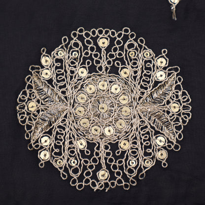 Navy Blue Color Georgette Embroidery Fabric