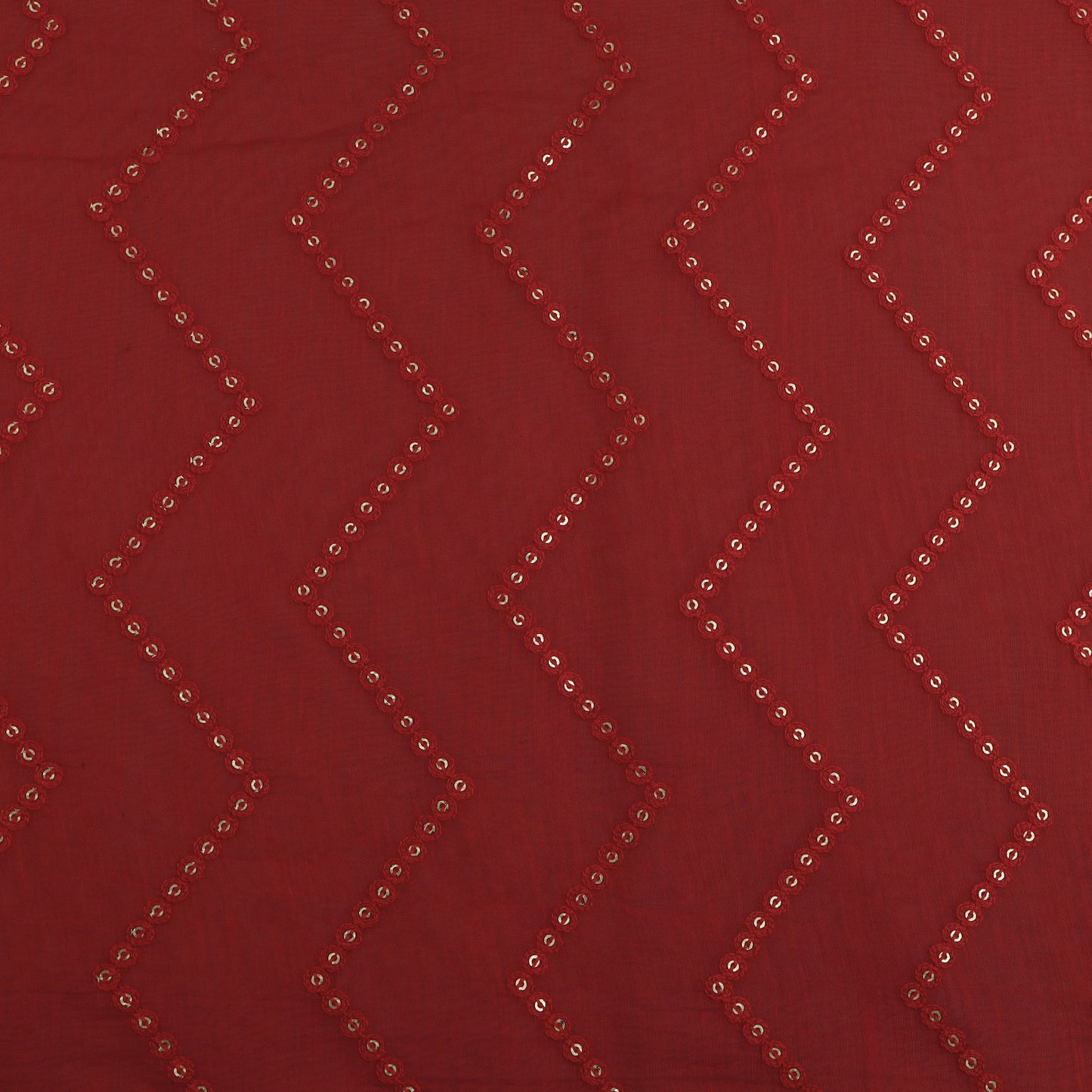 Red Color Chanderi Embroidery Fabric