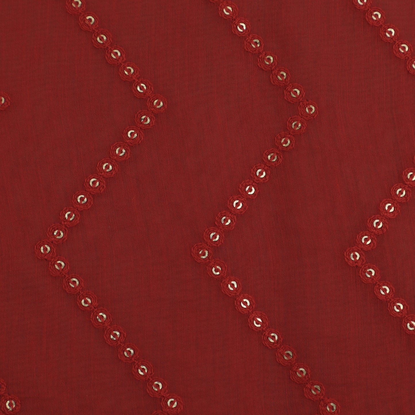 Red Color Chanderi Embroidery Fabric