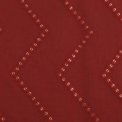 Red Color Chanderi Embroidery Fabric