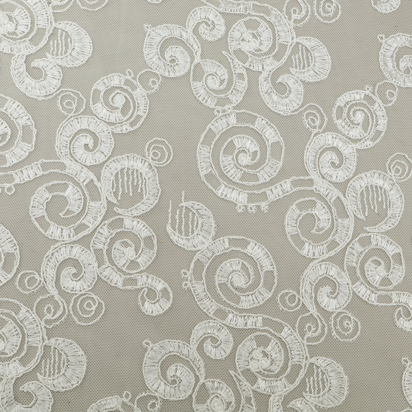 White Color Net Embroidery Fabric