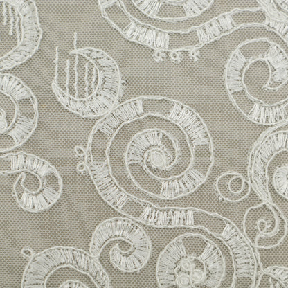 White Color Net Embroidery Fabric