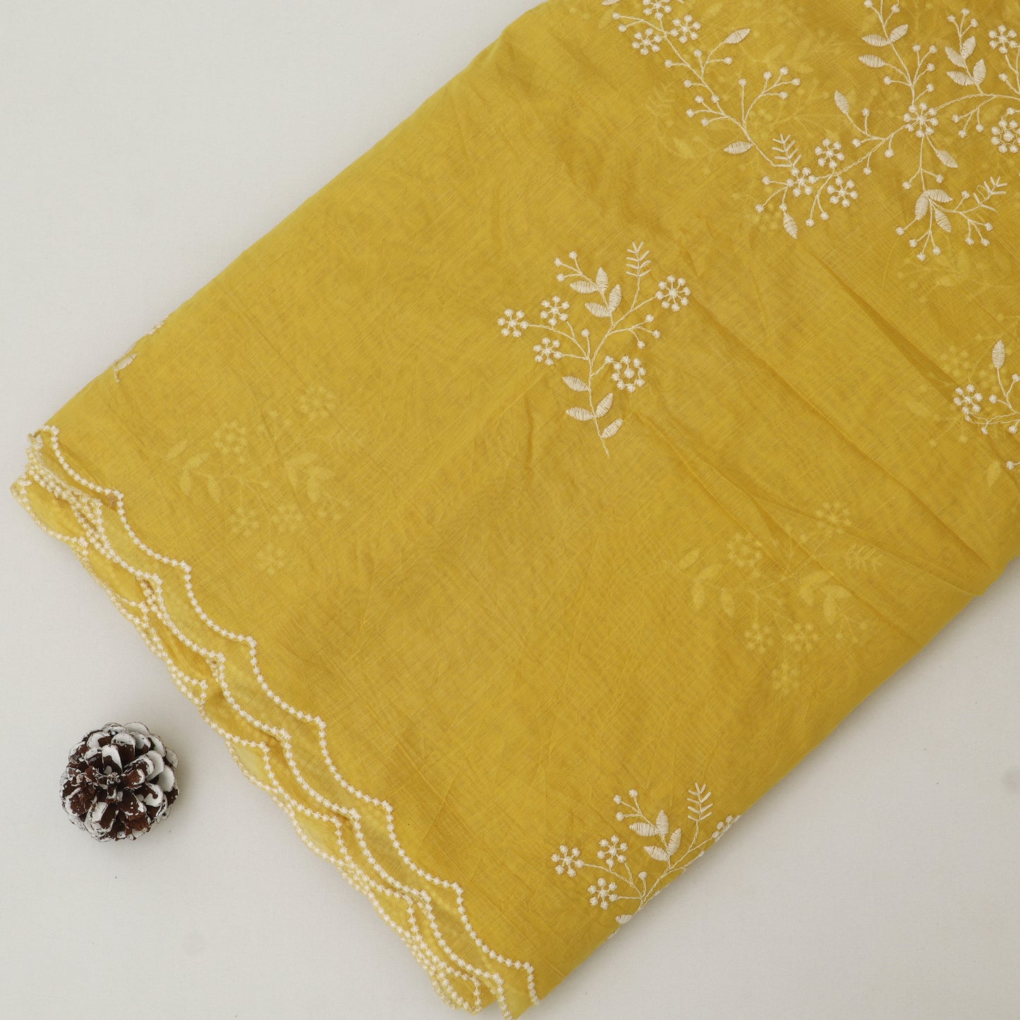 Crush Mul Chanderi Embroidery Fabric