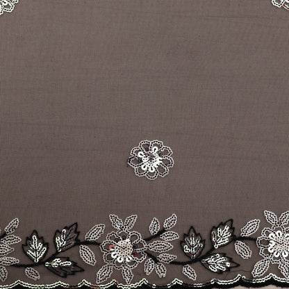 Black Color Net Embroidery Fabric