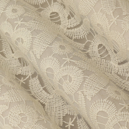 Off White Color Net Embroidery Fabric