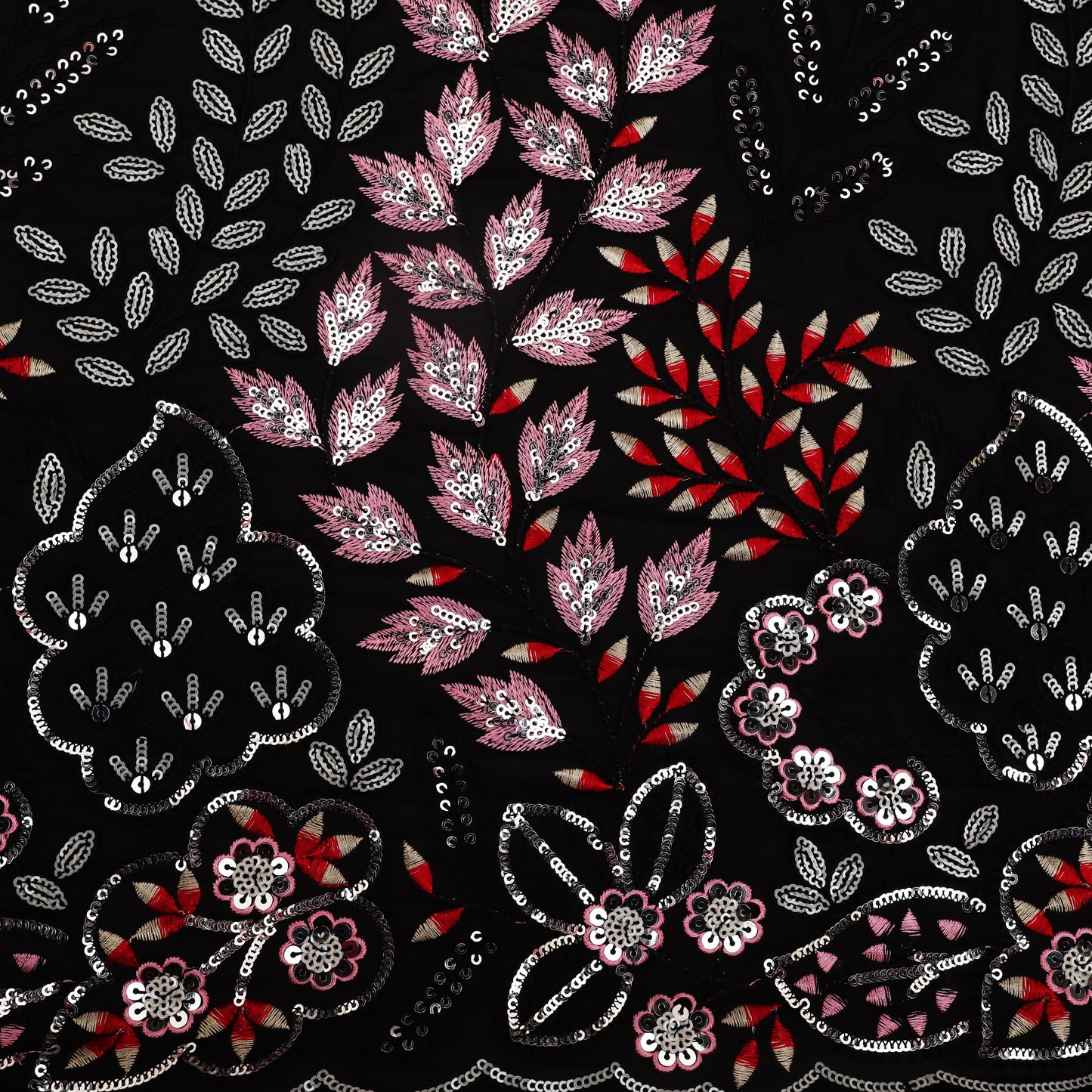 Black Color Georgette Embroidery Fabric