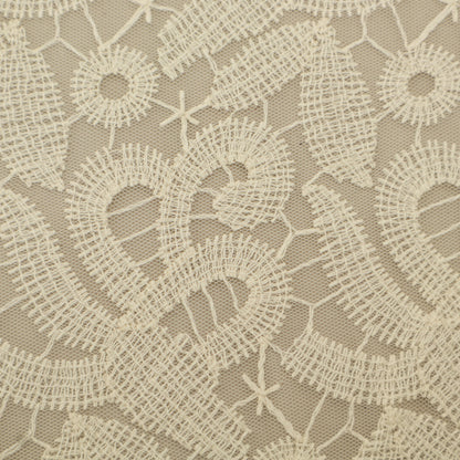 Off White Color Net Embroidery Fabric