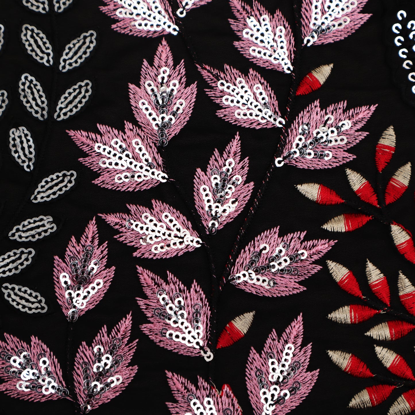 Black Color Georgette Embroidery Fabric