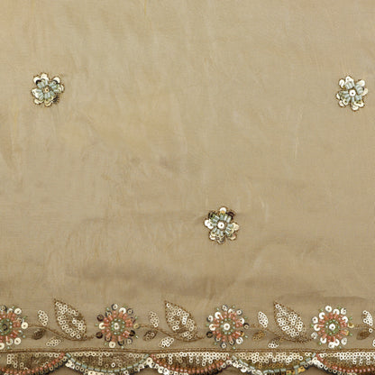 Beige Color Tissue Embroidery Fabric