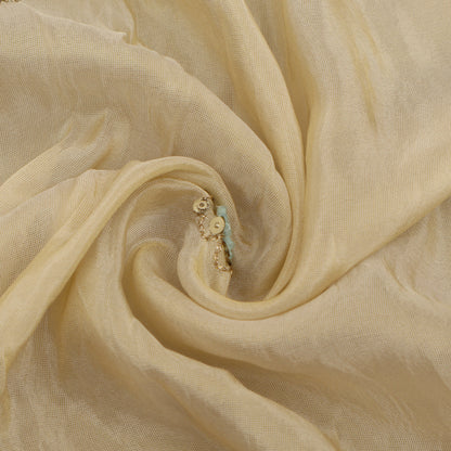 Beige Color Tissue Embroidery Fabric