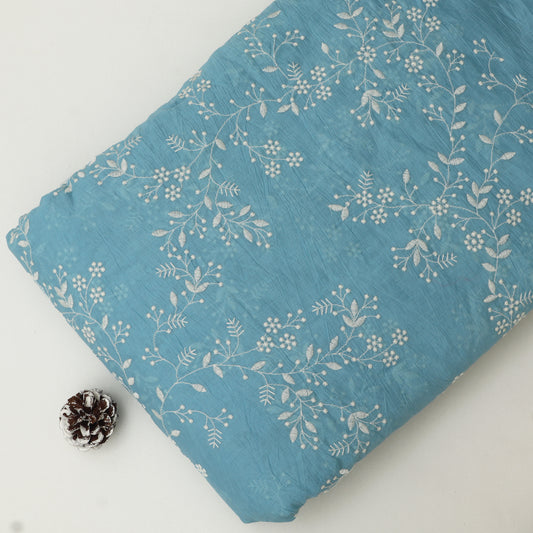 Crush Mul Chanderi Embroidery Fabric