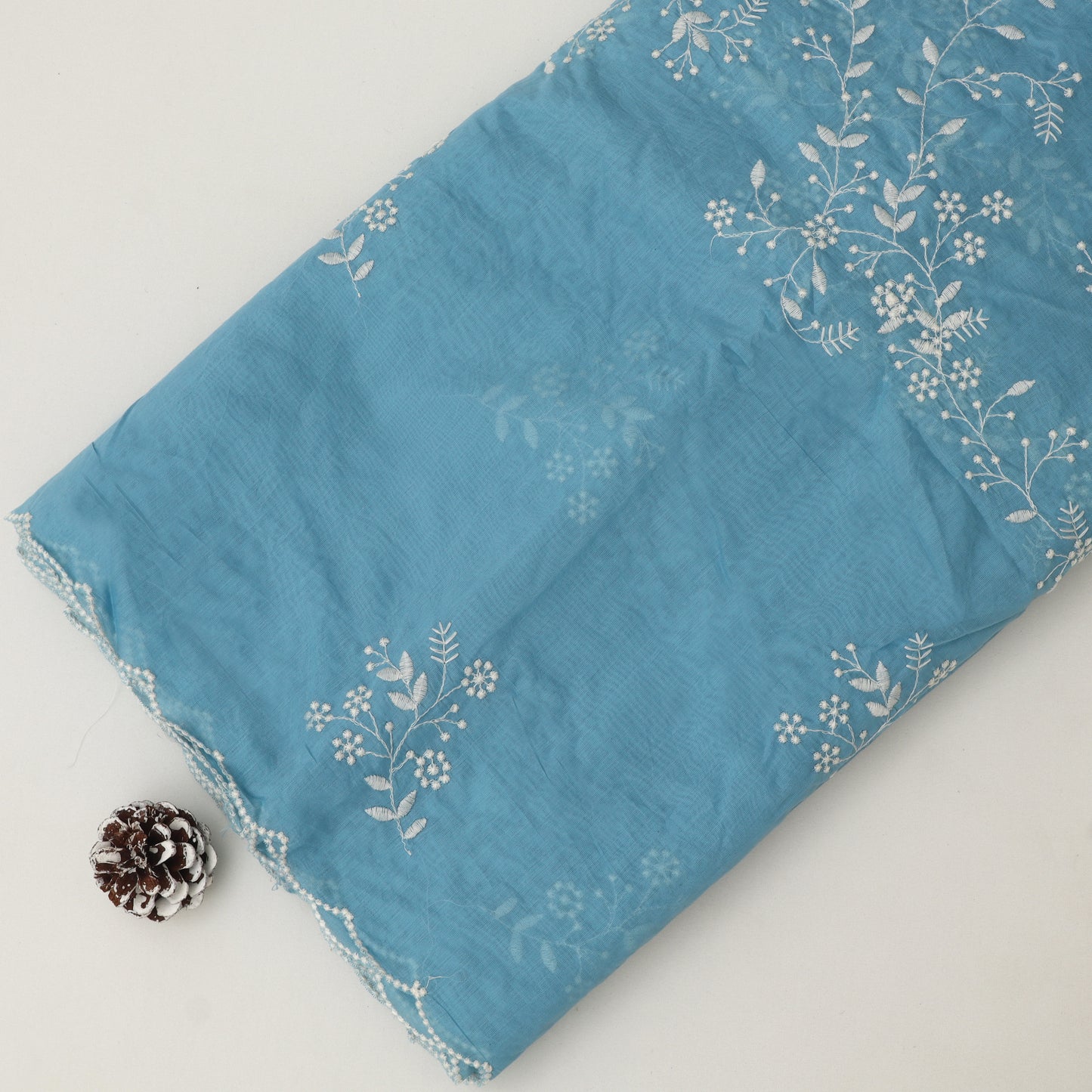 Crush Mul Chanderi Embroidery Fabric