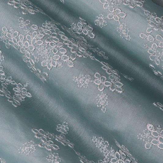 Colored Color Chanderi Embroidery Fabric