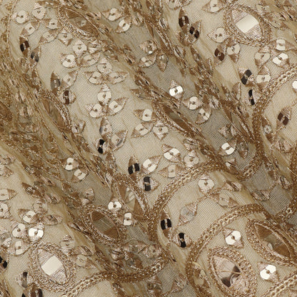 Beige Color Tissue Embroidery Fabric