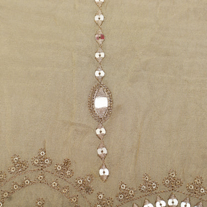 Beige Color Tissue Embroidery Fabric