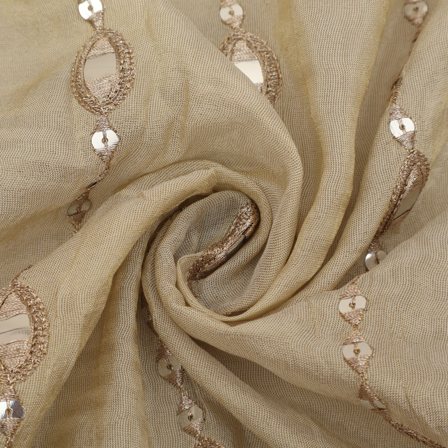 Beige Color Tissue Embroidery Fabric