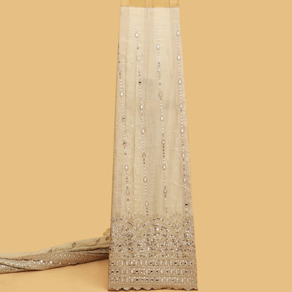 Beige Color Tissue Embroidery Fabric