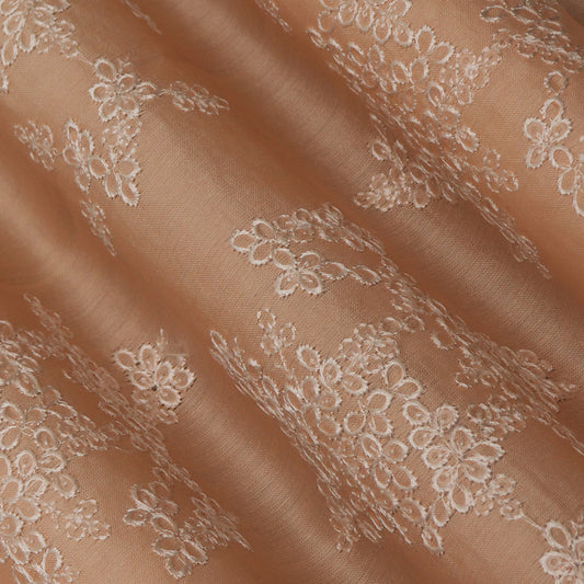 Colored Color Chanderi Embroidery Fabric