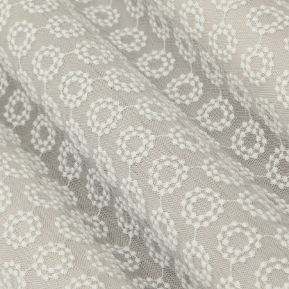 White Color Net Embroidery Fabric