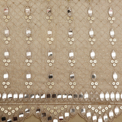 Beige Color Tissue Embroidery Fabric