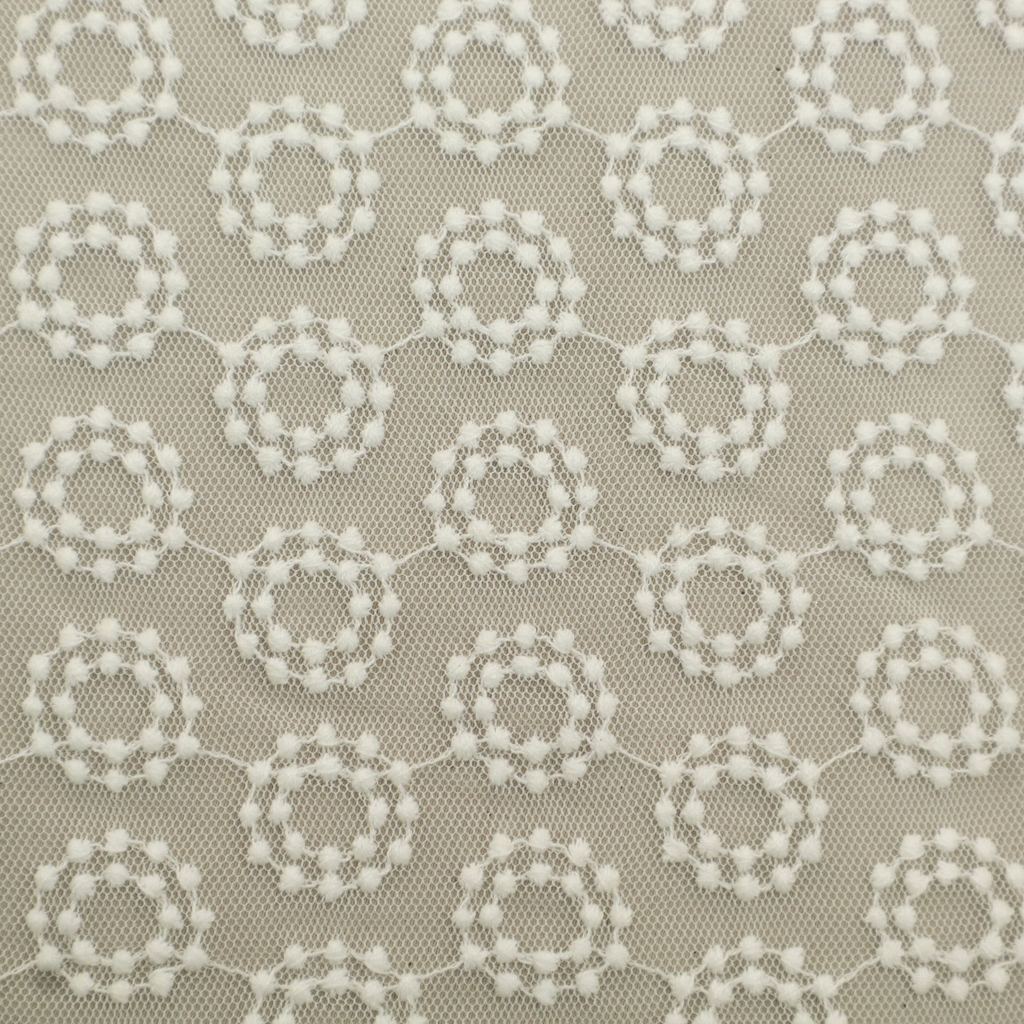 White Color Net Embroidery Fabric