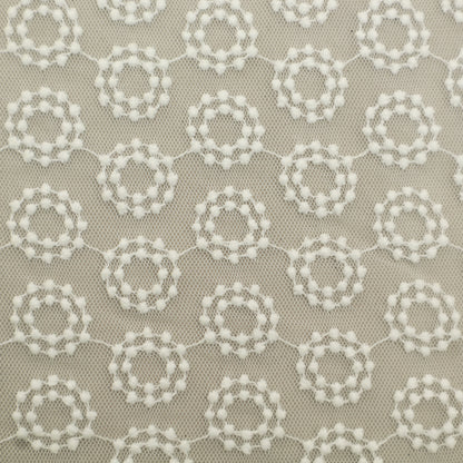 White Color Net Embroidery Fabric