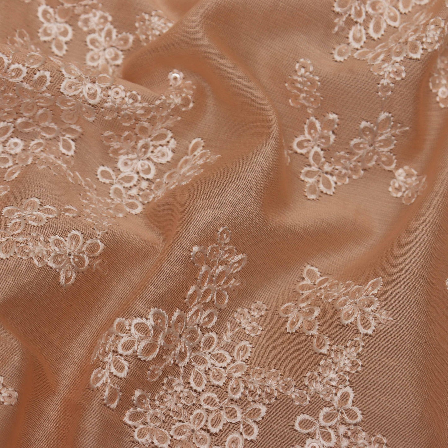 Colored Color Chanderi Embroidery Fabric
