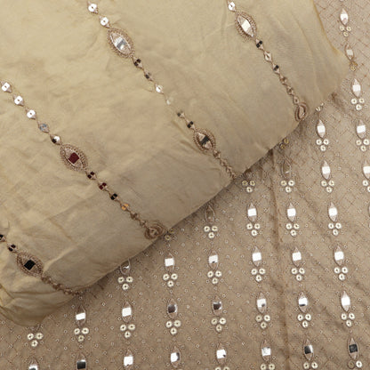 Beige Color Tissue Embroidery Fabric