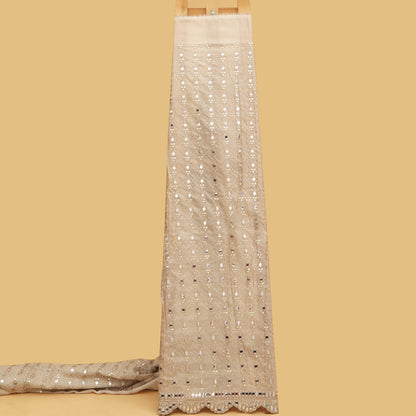 Beige Color Tissue Embroidery Fabric