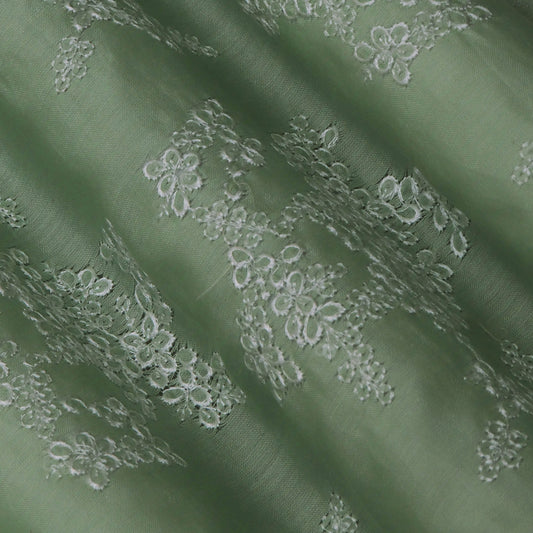 Colored Color Chanderi Embroidery Fabric