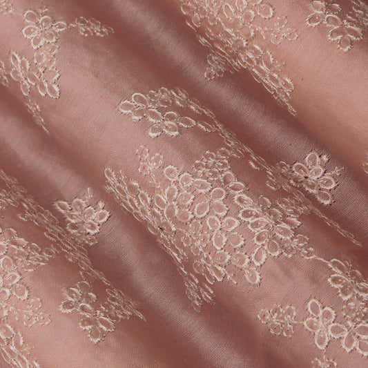 Colored Color Chanderi Embroidery Fabric