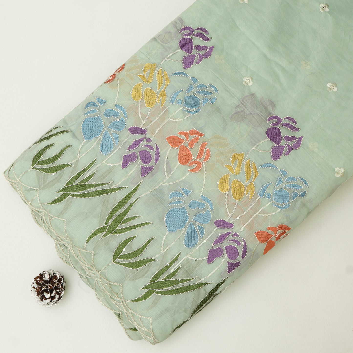 Mul Chanderi Embroidery Fabric