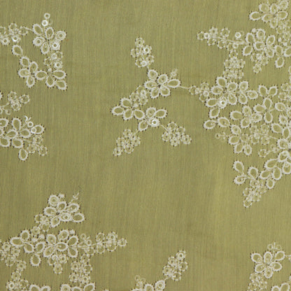 Colored Color Chanderi Embroidery Fabric