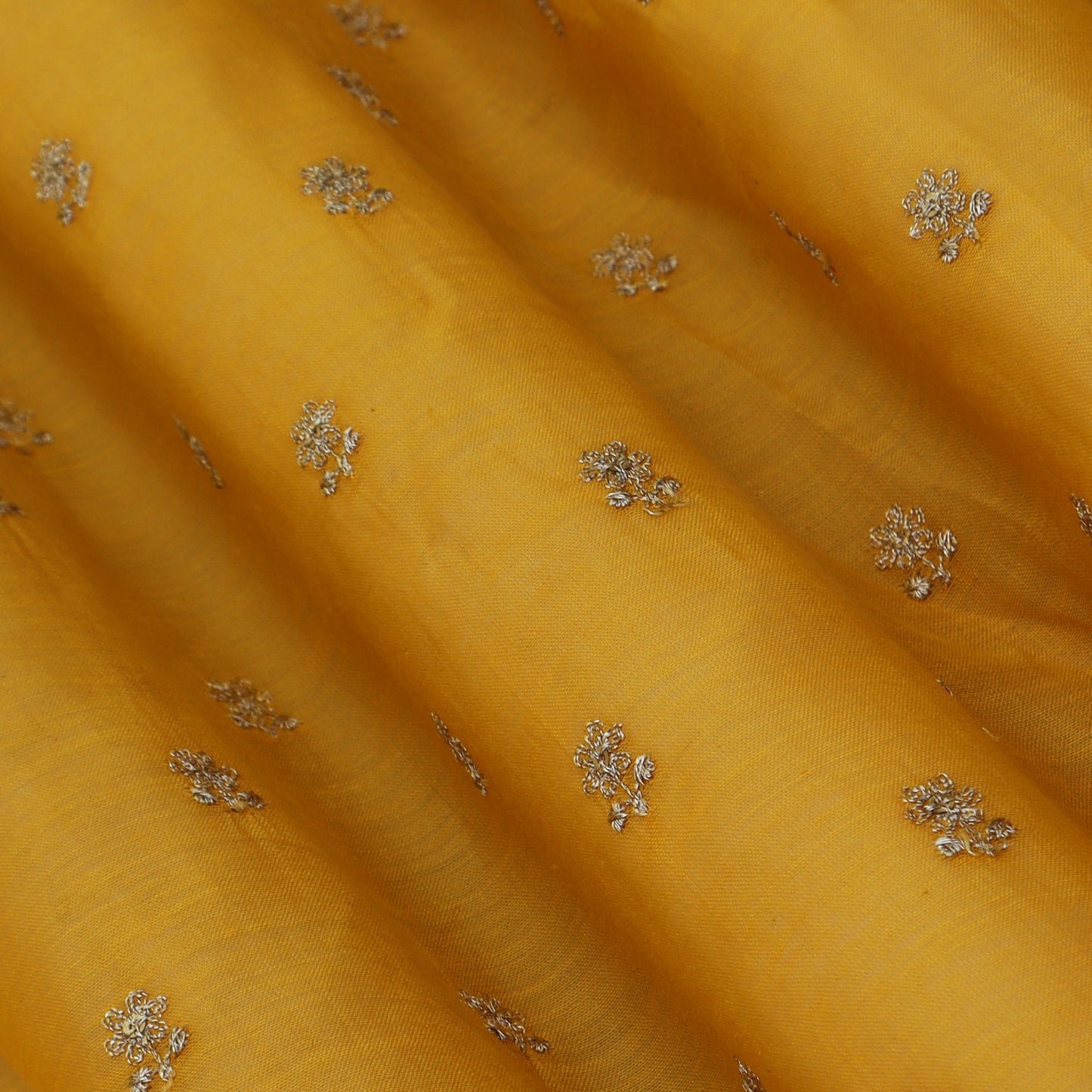 Yellow Color Chanderi Booti Fabric