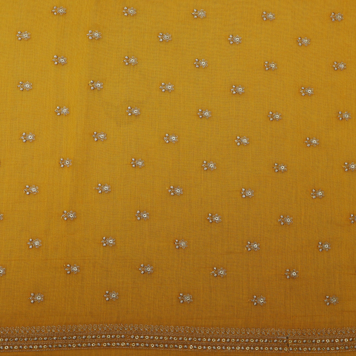 Yellow Color Chanderi Booti Fabric