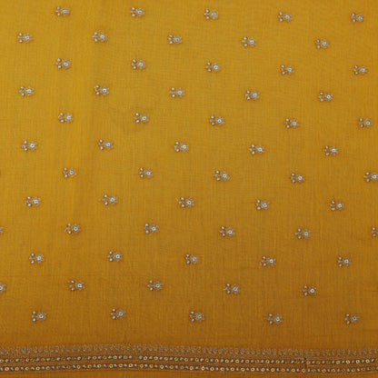 Yellow Color Chanderi Booti Fabric